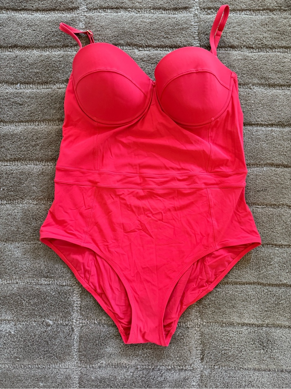 Tory Burch Bright Red-Orange Logo Swimsuit Strap
